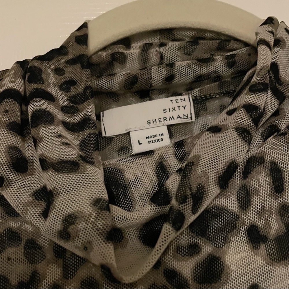 Ten Sixty Sherman Leopard Print Mesh Turtleneck T… - image 4